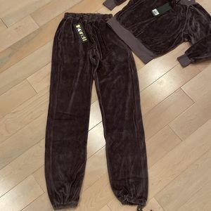 Suzie Kondi Grey soft stretch cotton velour unisex track pants